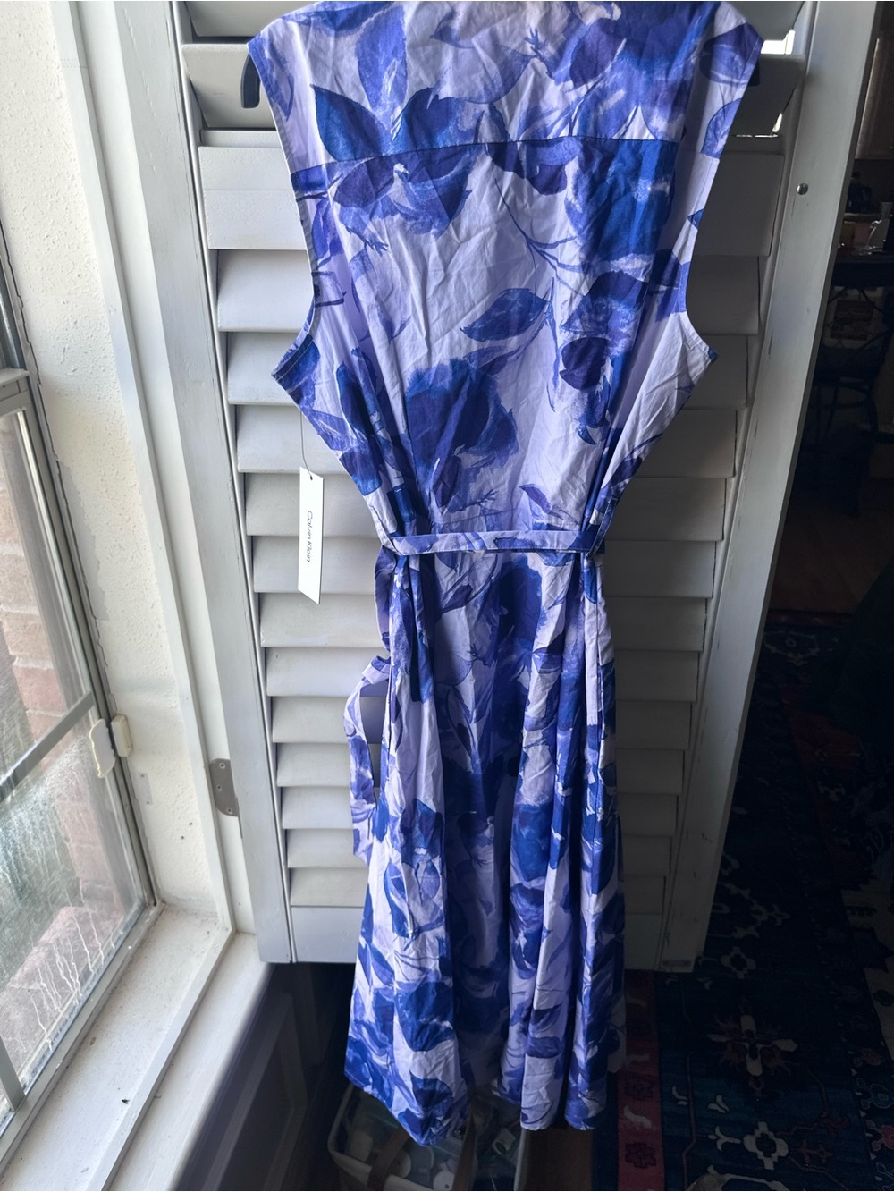 Calvin Klein White Maxi Dress with Blue Floral Print - Picture 9 of 10